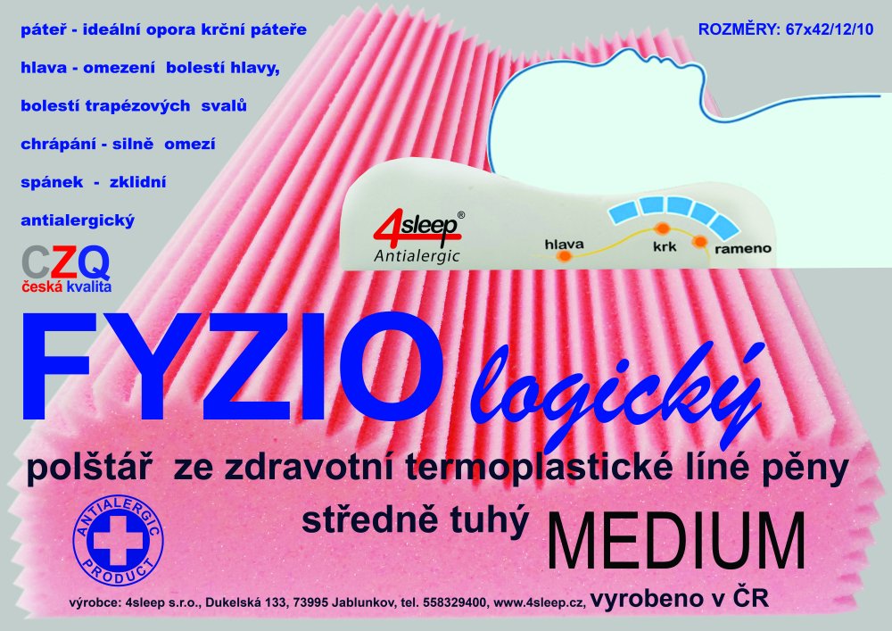 FYZIOlogický polštář z líné pěny