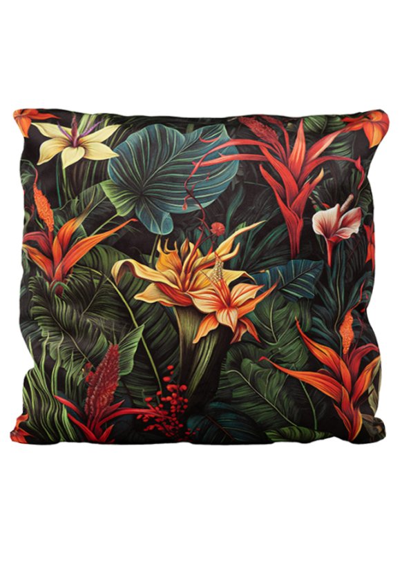 Povlak na polštář 40x40 na zip velur Tropické květy bormélie