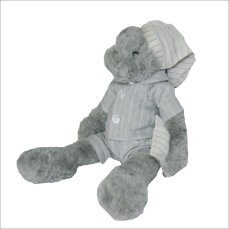 Dětský plyšák medvídek v pyžámku šedý 28cm