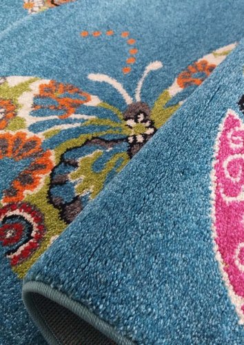 Dětský kusový koberec Motýl modrý
