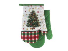 Chňapka kuchyňská/rukavice s magnetem a poutkem - Vánoční stromeček červenozelená Chňapka kuchyňská/rukavice s magnetem a poutkem - Vánoční stromeček červenozelená