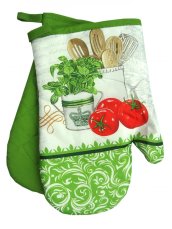 Kuchyňská chňapka s magnetem, rukavice s motivem zelenina zelená