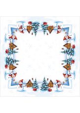 Vánoční ubrus Sněhuláci modrý