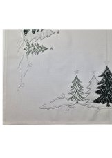 Vánoční ubrus stromečky zelené a stříbrné na bílé 35x35cm prostírání