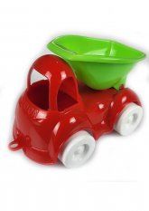 Stavební autíčko plastové červené s zelenou nádobou 10cm