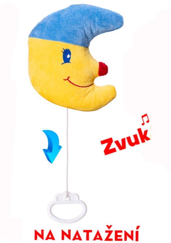 Měsíček plyšový 15cm natahovací hrací strojek zvuk