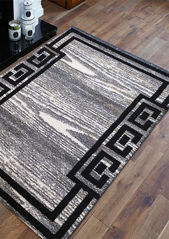 Kusový koberec SOHO-04  šedobílý s černým vzorem