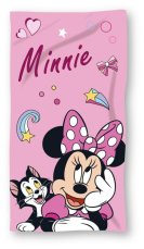 Dětská froté osuška 70x140cm - Myška Minnie a kočička růžová