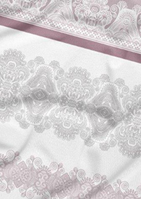 Bavlněné saténové povlečení 140x200 +70x90 - Ornamenty růžovo/šedé 3559 A detail