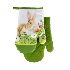 Chňapka kuchyňská /rukavice  s magnetem a poutkem - Velikonoce zajíček zelená