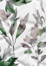 Bavlněné povlečení Lux 140x200+70x90cm - Listy zelené na bílém detail