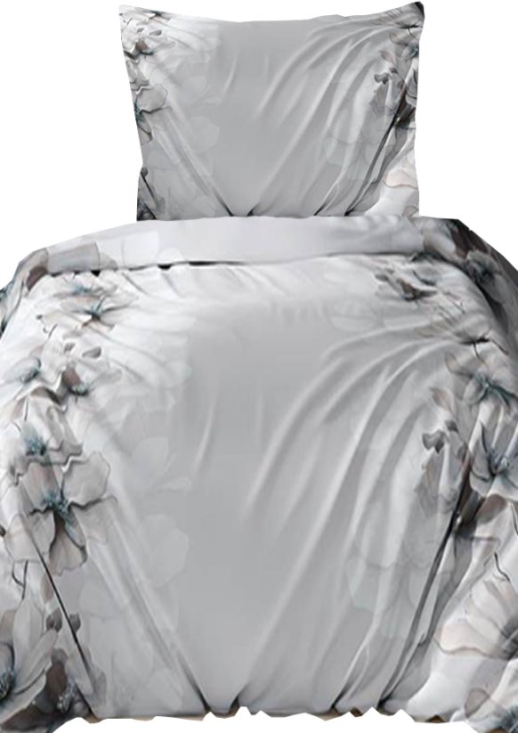 Flanelové povlečení 140x200 + 70x90 - Šípková růže  na šedém na zip