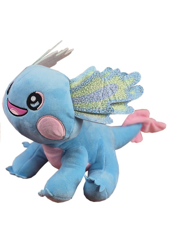 Krásný modrý plyšový vodní dráček neboli Axolotl pro děti.