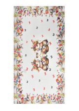 Velikonoční ubrus 30x45cm - Zajíčci a kraslice bílá