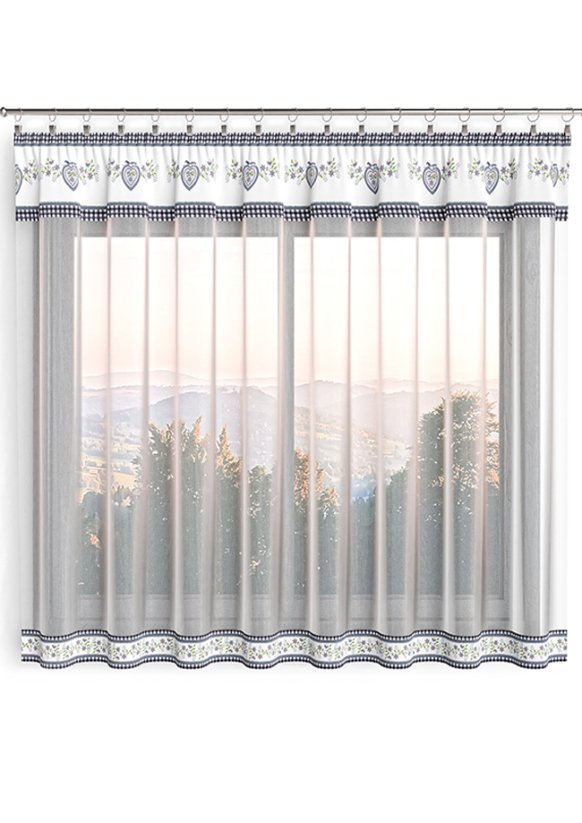 Hotová záclona 300x160cm - Srdce folk