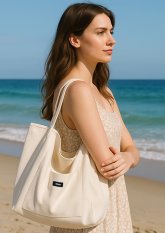 Plážová taška 33x20x31cm - krémová kapsa velká Plážová taška 33x20x31cm - krémová kapsa velká