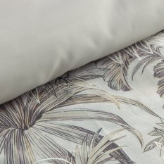 Povlečení velvet 220x200 + 70x80/x2 - květy béžovo/šedé na zip