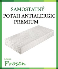 Antialergický potah Premium je úplně zbaven jakýchkoli přírodních alergenů rostlinného i živočišného původu. Gramáž 200g/m2,praní na 40°C.