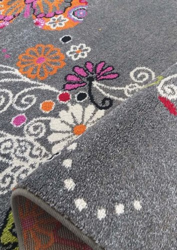 Dětský kusový koberec Motýl šedý