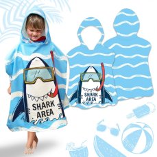 Dětská osuška, pončo s kapucí Shark area modré barvy Dětská osuška, pončo s kapucí Shark area modré barvy