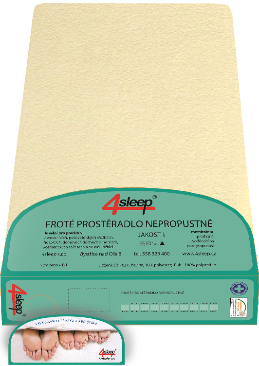 Nepropustné froté prostěradlo s gumičkou 70x140 banánové