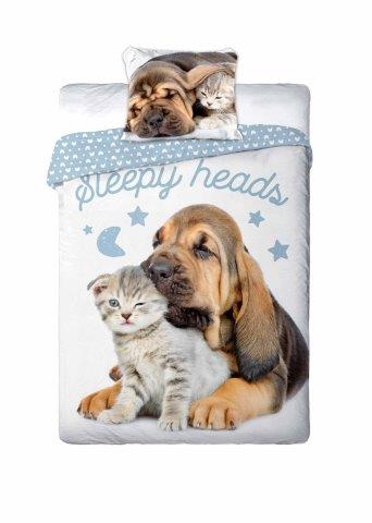 Bavlněné povlečení 140x200 + 70x90 - Best friend 012 pejska a kočičky