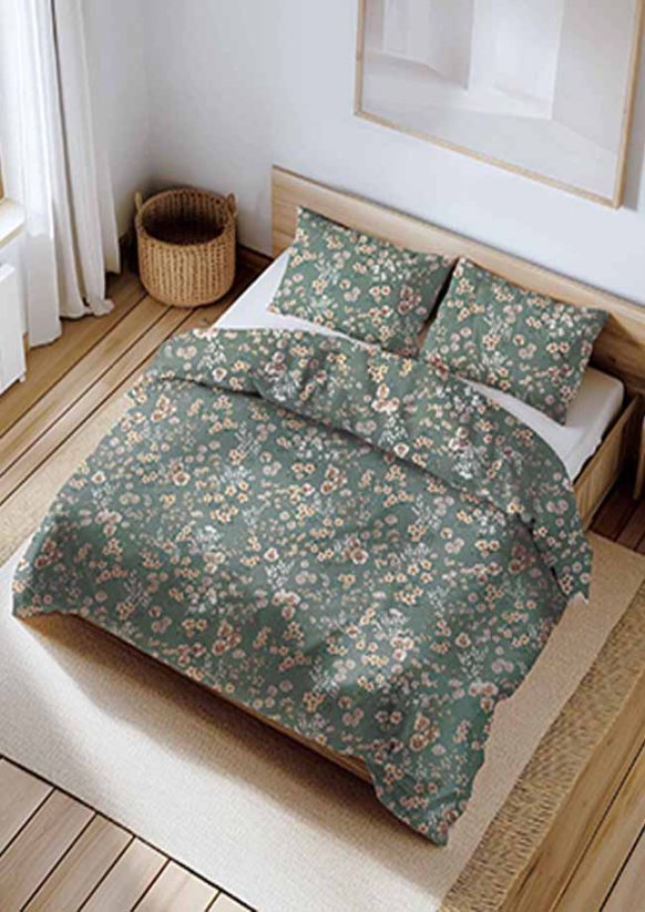 Bavlněné povlečení Lux 140x200+70x90cm - Drobné béžové květinky natura