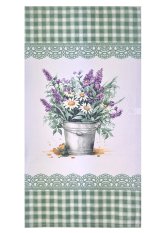 Kuchyňská utěrka bavlněná 37x70 - Levandule kyblík zelená