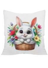 Velikonoční povlak na veluru 40x40cm se zipem a motivem zajíčka v košíku