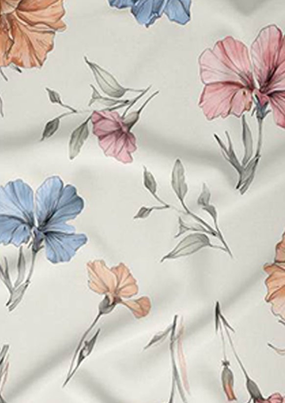 Flanelové povlečení 140x220 + 70x90 - Barevné květy na ecru detail