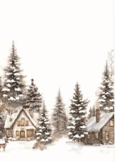 Vánoční ubrus krajina krémová 35x35cm detail Vánoční ubrus krajina krémová 35x35cm detail