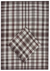 kuchyšká utěrka z egyptské bavlny, káro hnědé