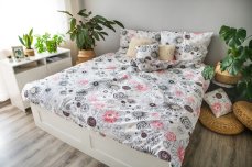 Bavlněné povlečení 140x200+70x90 - Květiny červené a černé na bílém Bavlněné povlečení 140x200+70x90 - Květiny červené a černé na bílém