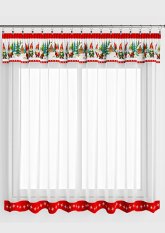 Hotová vánoční záclona 300x140cm - Skřítci červení Hotová vánoční záclona 300x140cm - Skřítci červení