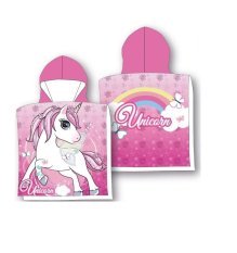 Dětská osuška, pončo s kapucí  50x110 - Jednorožec růžový unicorn