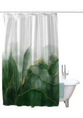 Sprchový závěs 180x200cm - listy zelené na bílé Sprchový závěs 180x200cm - listy zelené na bílé