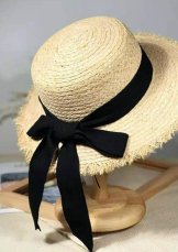 Slamněný dámský klobouk černá Mašle 