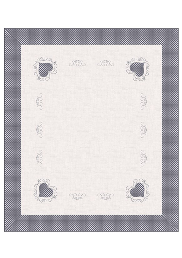 Velký ubrus 120x140cm srdce hnědé na béžovém