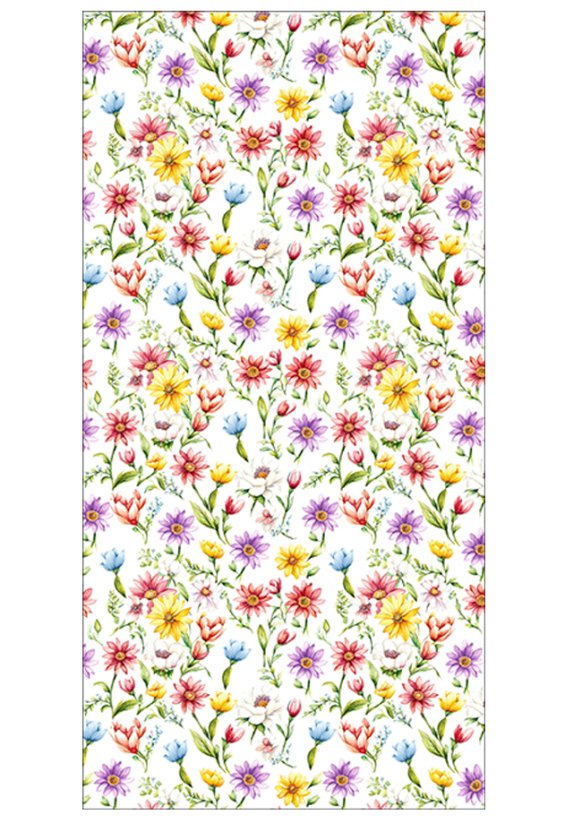 Ubrus na konferenční stůl 50x100cm barevné květiny na bílém