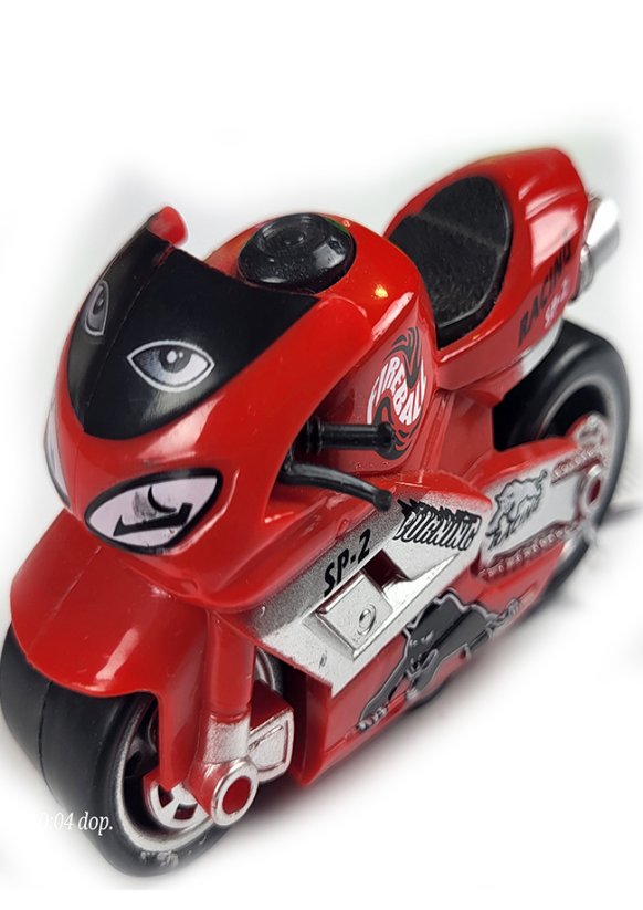Motorka 9cm na zpětný chod barvy červené hračka pro děti i sběratele