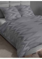 Bavlněné saténové povlečení 140x200 +70x90 - Zik zak šedý