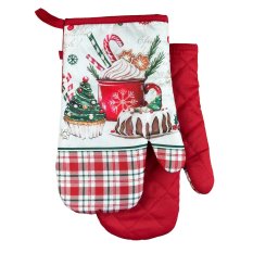 Chňapka kuchyňská /rukavice s magnetem a poutkem - Vánoční dobroty červená Chňapka kuchyňská /rukavice s magnetem a poutkem - Vánoční dobroty červená