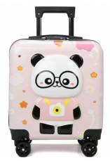 Dětský kufr na kolečkách - Panda růžová