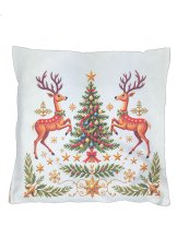 Vánoční povlak na polštář 40x40 na zip velur - Jelínci a stromeček Vánoční povlak na polštář 40x40 na zip velur - Jelínci a stromeček