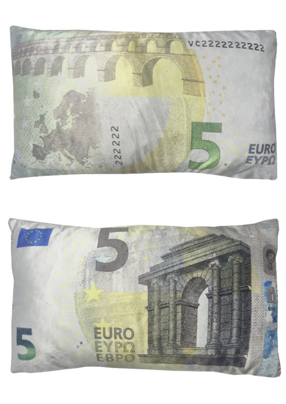 Dekorační polštář bankovka 5 Eur 30x50cm