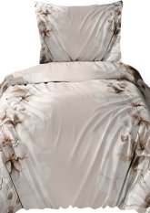 Flanelové povlečení 140x200 + 70x90 - Šípková růže na béžovém na zip