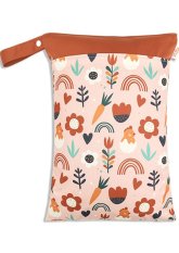 Plážová taška na zip 30x40cm - Květy a duha oranžová Plážová taška na zip 30x40cm - Květy a duha oranžová