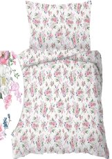 Krepové povlečení 140x200+70x90cm - Květy jabloní na bílém