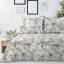 Povlečení velvet 220x200 + 70x80/x2 - květy béžovo/šedé