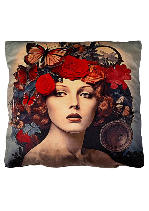 Povlak na polštář 40x40 na zip velur obraz Alfons Mucha
